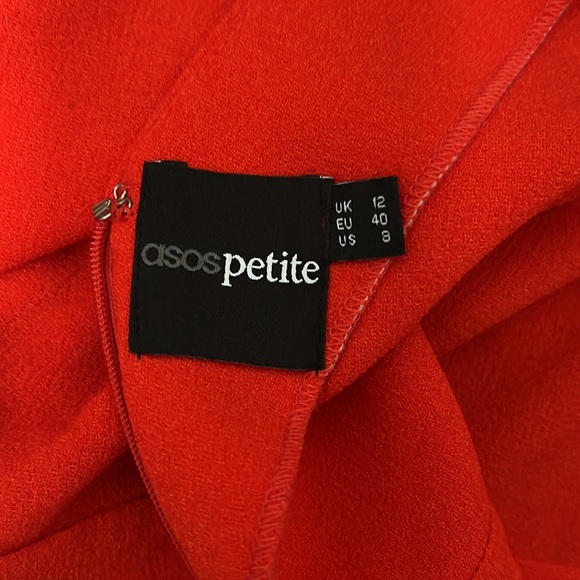 🟠 ASOS Petite Chic Red-Orange Crepe Midi Dress, size 8 - Picture 10 of 11